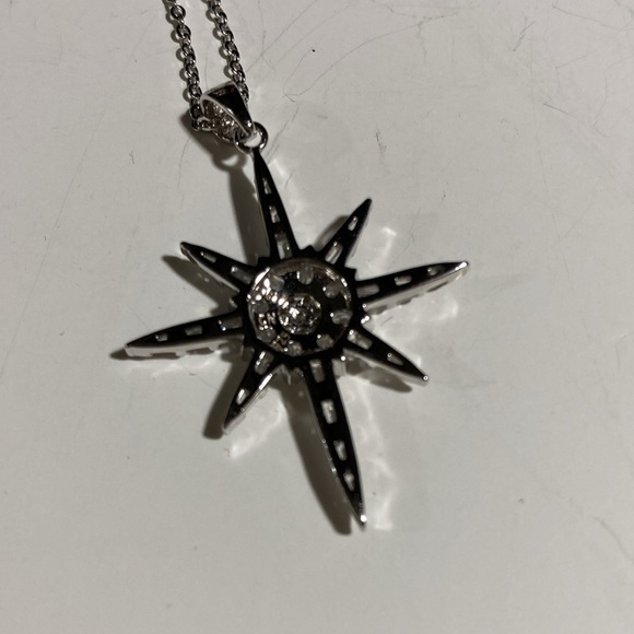 RADIANCE BY ABSOLUTE STERLING SILVER SIMULATED DIAMOND STAR PENDANT WITH CHAIN - Picture 6 of 10